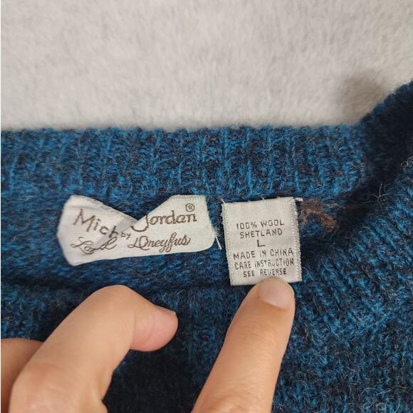 Michael Jordan x Lowell Dreyfus VTG Turquois Shetland Wool Crewneck Sweater Sz L - Picture 7 of 10